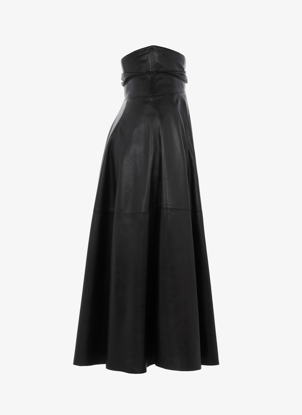 Jupe À Empiècements En Cuir D’Agneau ALAÏA JUPE À EMPIÈCEMENTS EN CUIR D’AGNEAU NOIR
